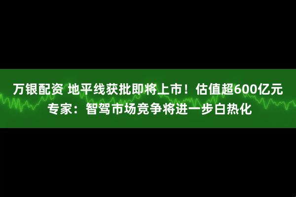 万银配资 地平线获批即将上市！估值超600亿元 专家：智驾市场竞争将进一步白热化