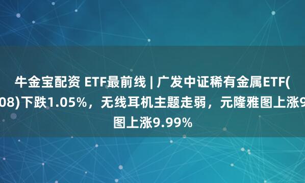 牛金宝配资 ETF最前线 | 广发中证稀有金属ETF(159608)下跌1.05%，无线耳机主题走弱，元隆雅图上涨9.99%